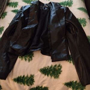 H&M Cropped Faux Leather Moto Jacket